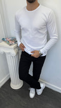 Fitilli Basic Sweatshirt Beyaz