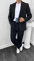 Luxury Kruvaze Takım Elbise Baggy Siyah