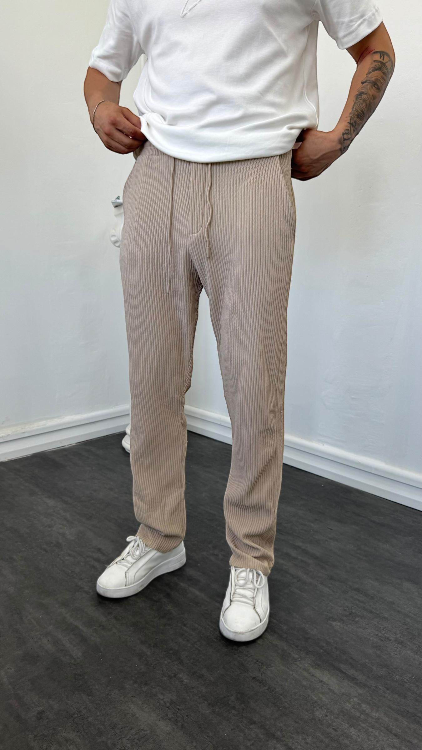 MR Kalın Fitilli Baggy Pantolon Krem